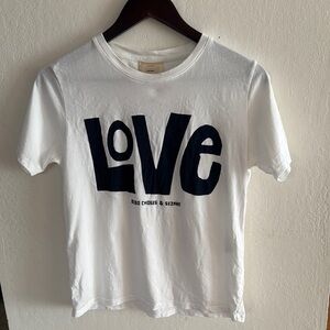 White T-Shirt with Love Print